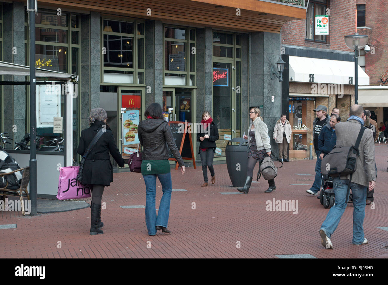 Shoppers walking. Eindhoven, The Netherlands, 20100206 Stock Photo