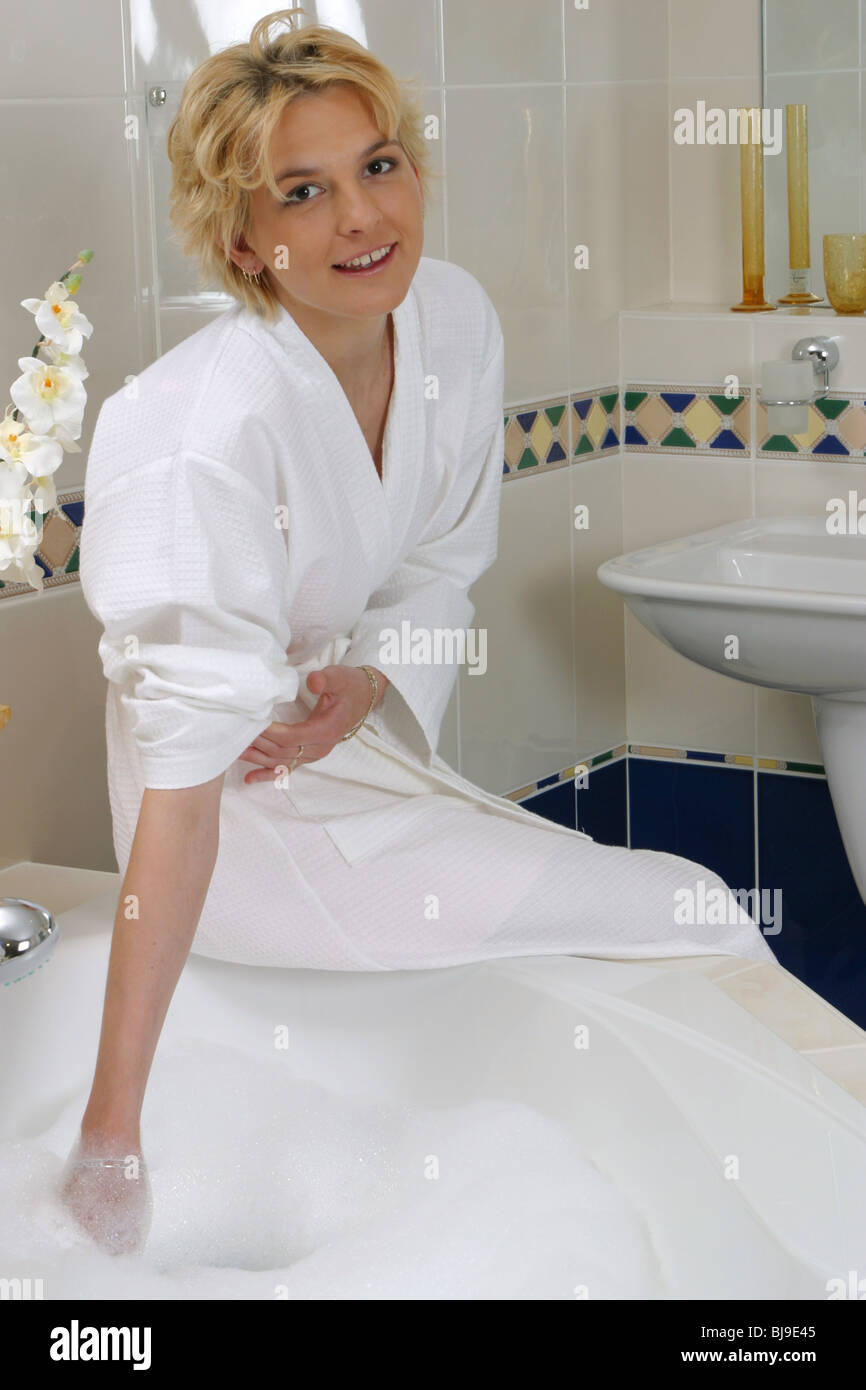 Woman taking a bathe SerieCVS500002c Stock Photo Alamy