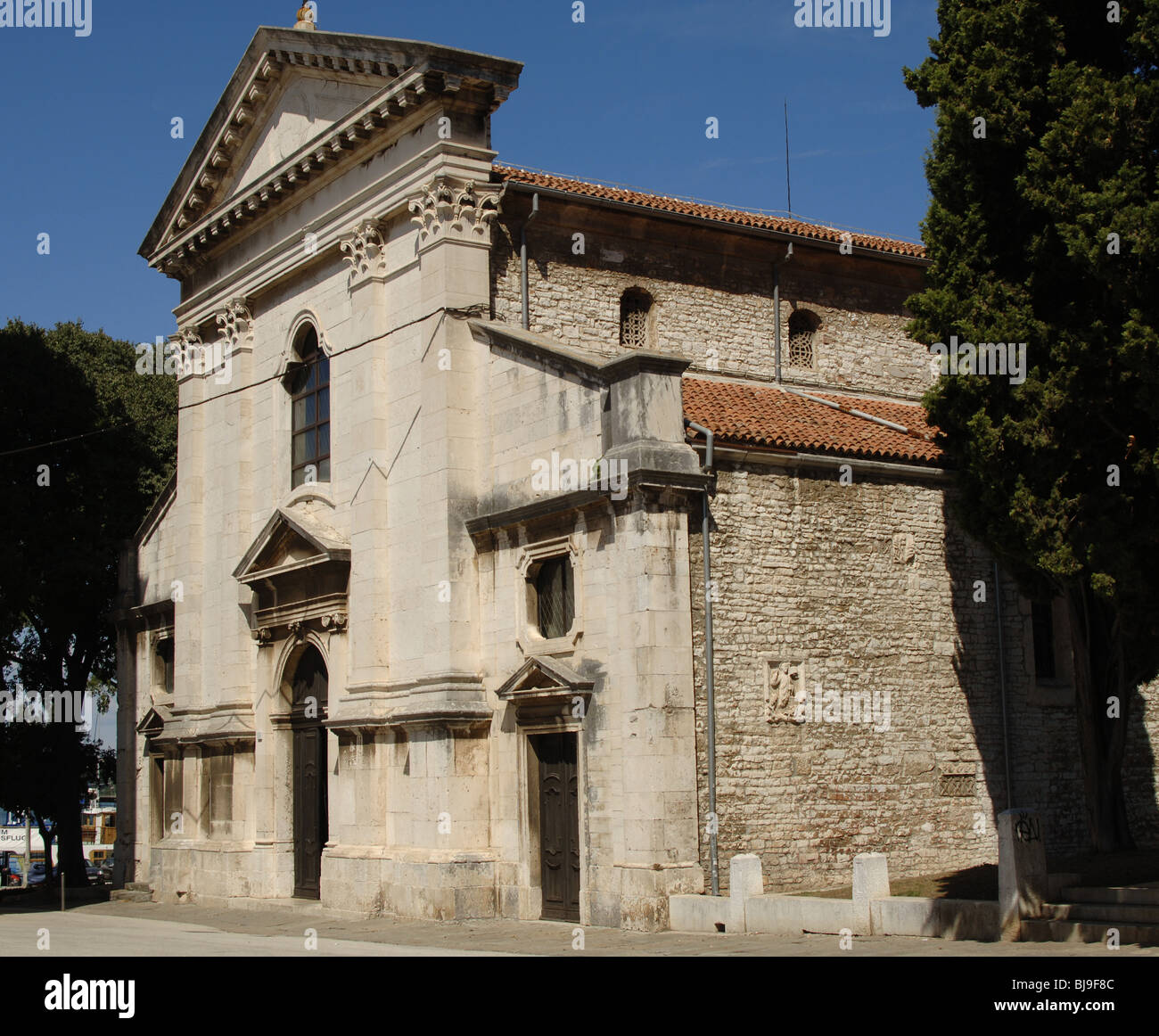 Pula. Cathedral of the Assumption of the Virgin Mary. Outside view. Republic of Croatia. Stock Photo