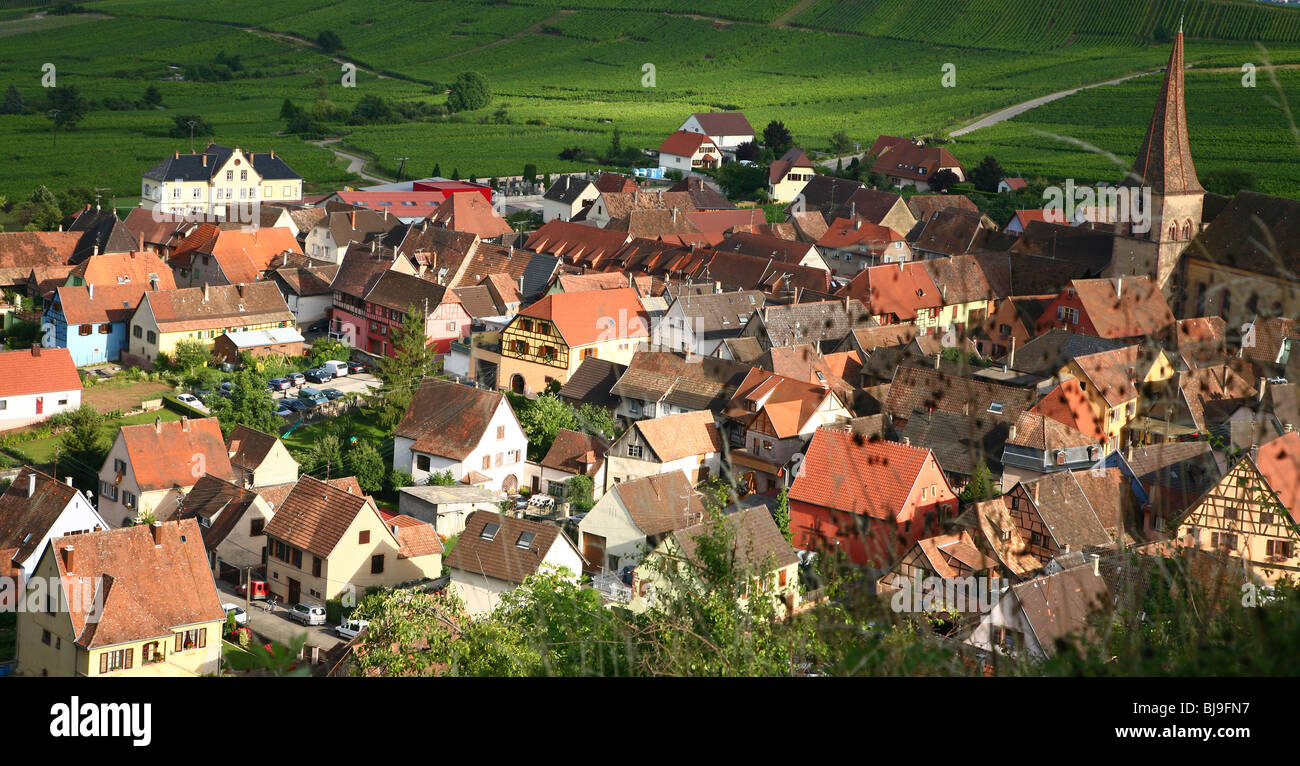 Village in the vineyards in alsace France Stock Photo Alamy