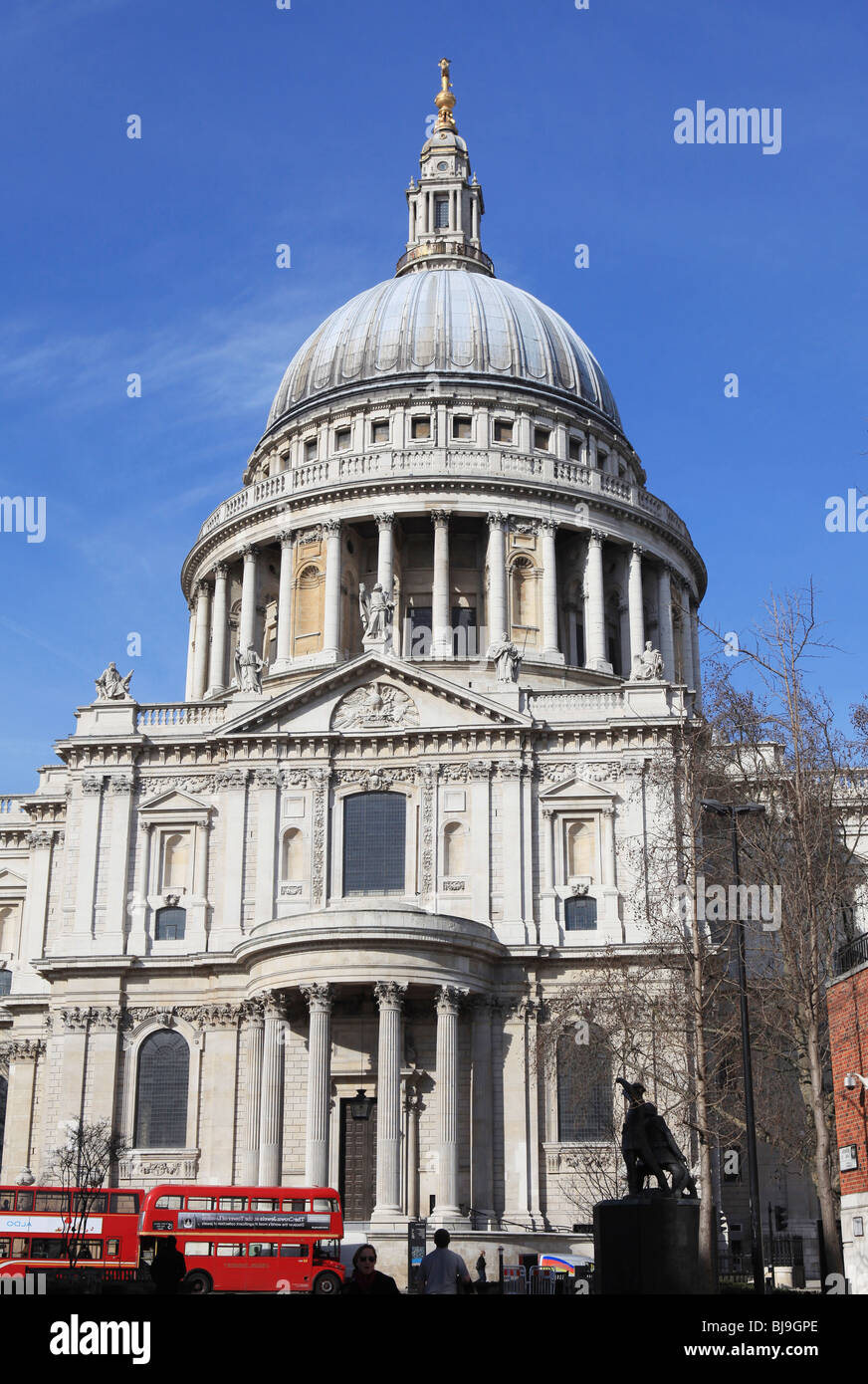 St Paul's cathedral,London.with a red double decker buses Stock Photo