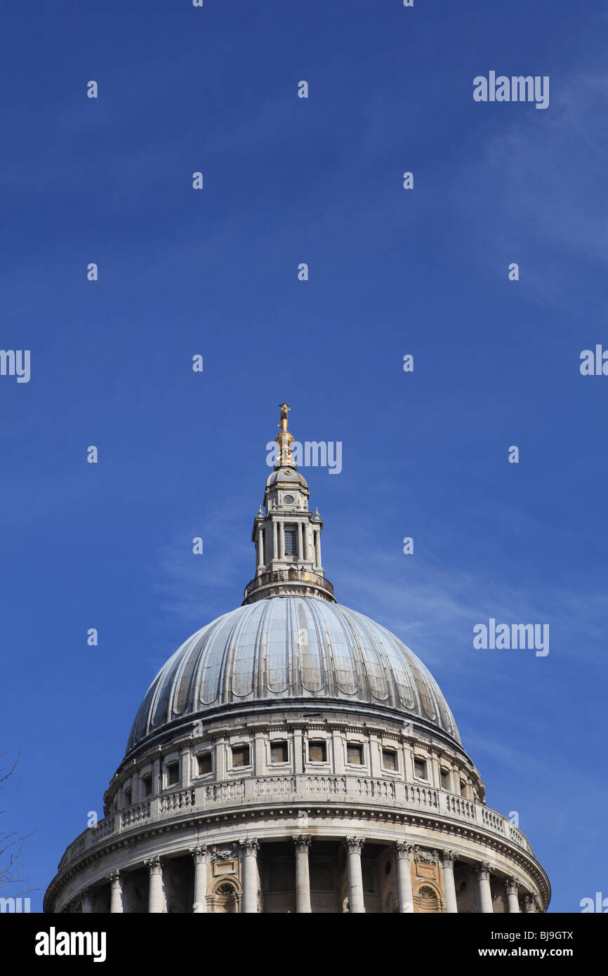 St Paul's Cathedral dome London against a blue sky Stock Photo