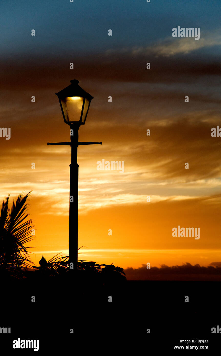 Silhouette of a street lamp Stock Photo