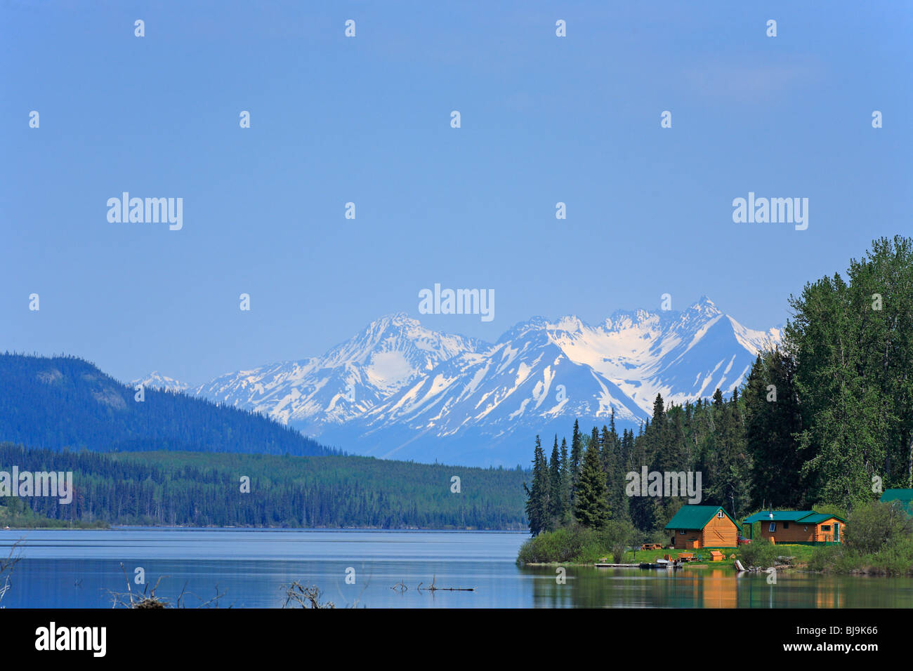 Recreational Cabins On Chapman Lake British Columbia Stock Photo