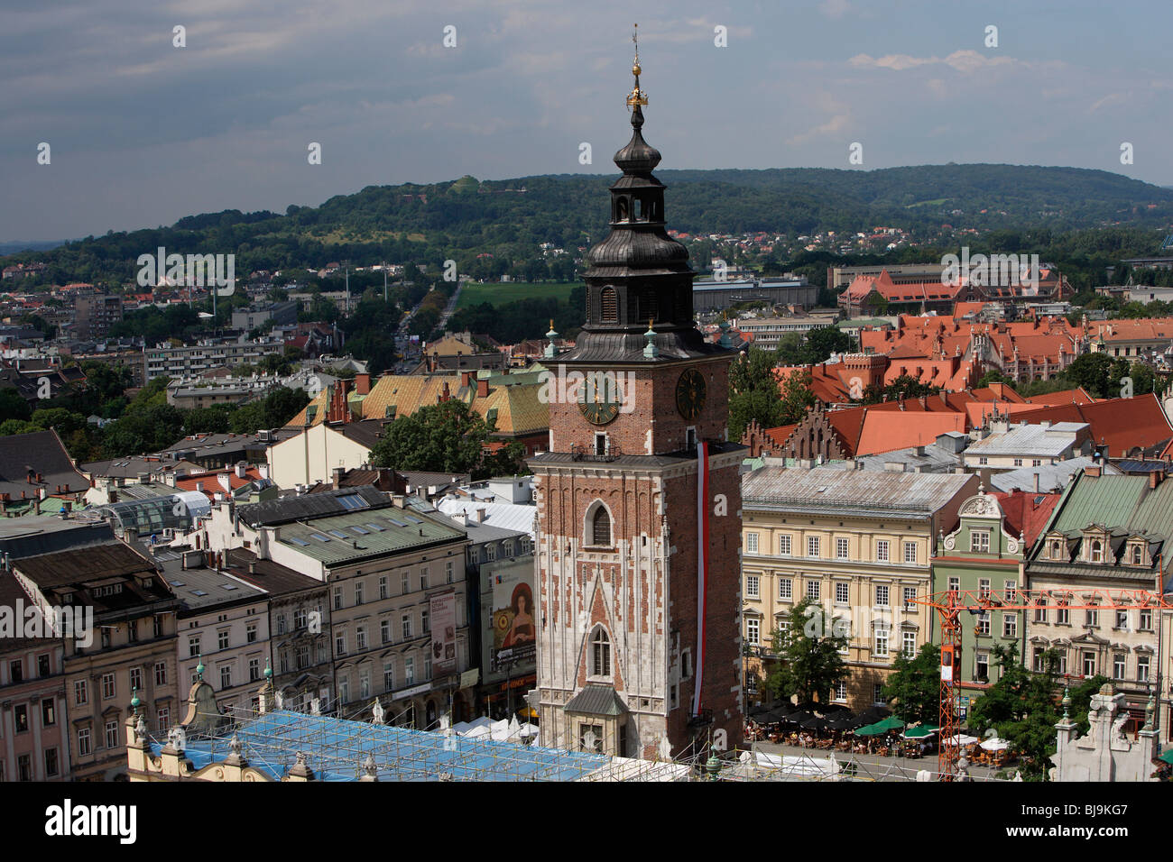 Great Market Square or Main Square,Town Hall Tower,70m tall, end of 13th century,Cracow, Krakow,Poland Stock Photo
