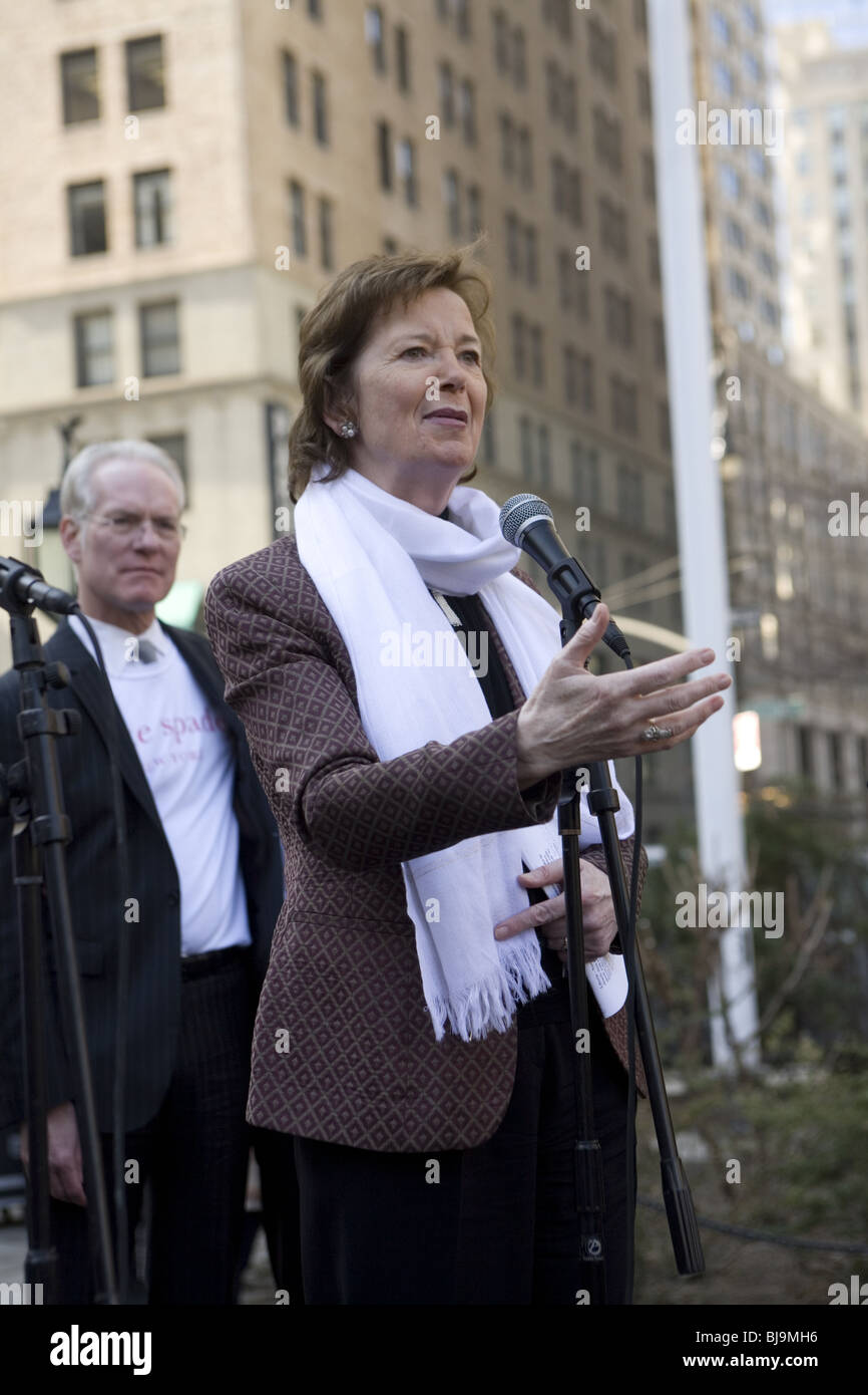First Irish female  pres. Mary Robinson speaks at 100 year celebration of International Women's Day in New York City on 3/7/10 Stock Photo