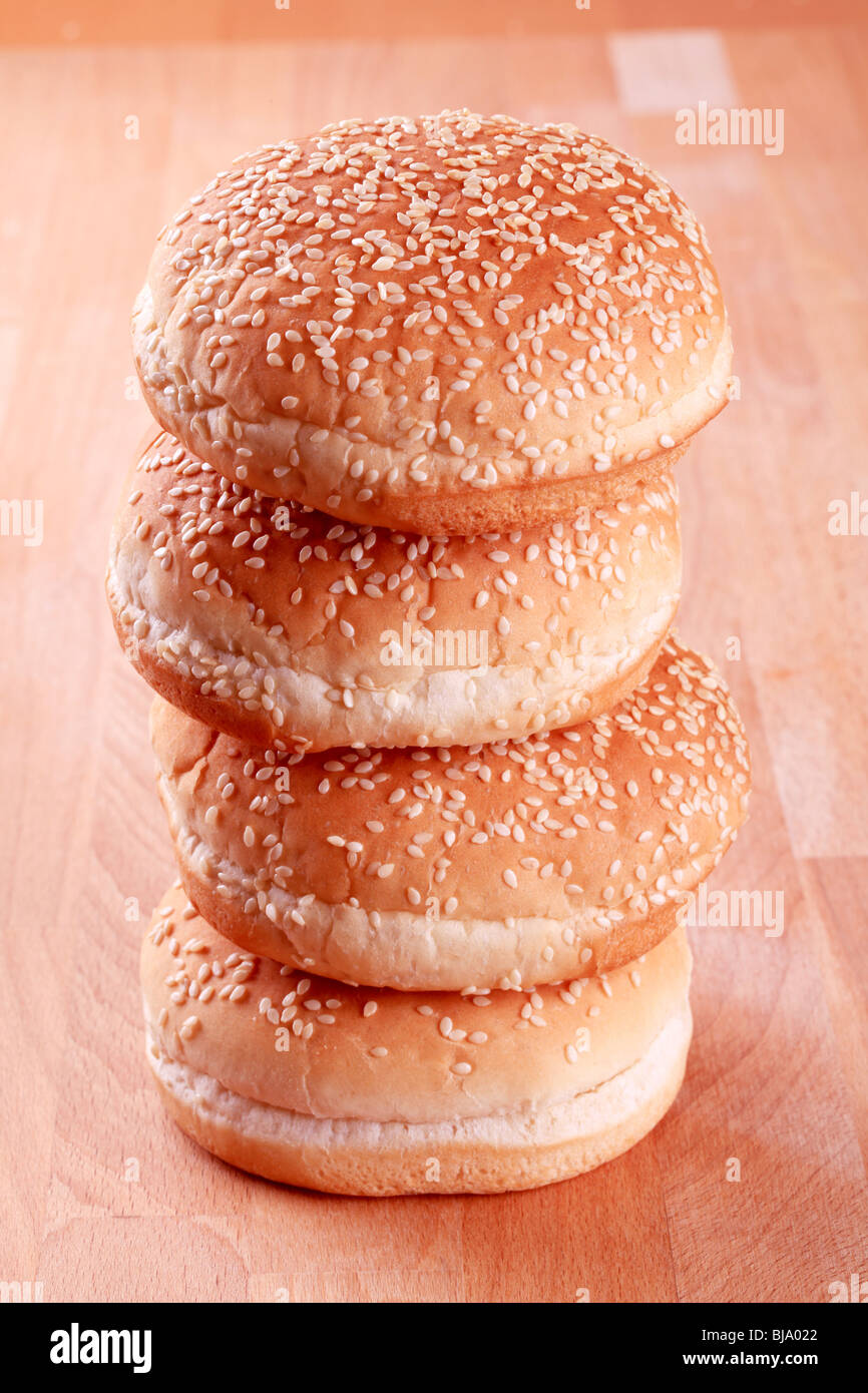 White bread buns with sesame seeds on top Stock Photo Alamy