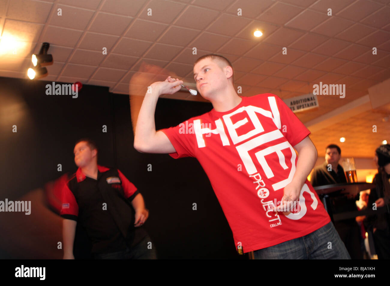 Amateur darts players at Rileys Darts and Snooker Club in Coventry