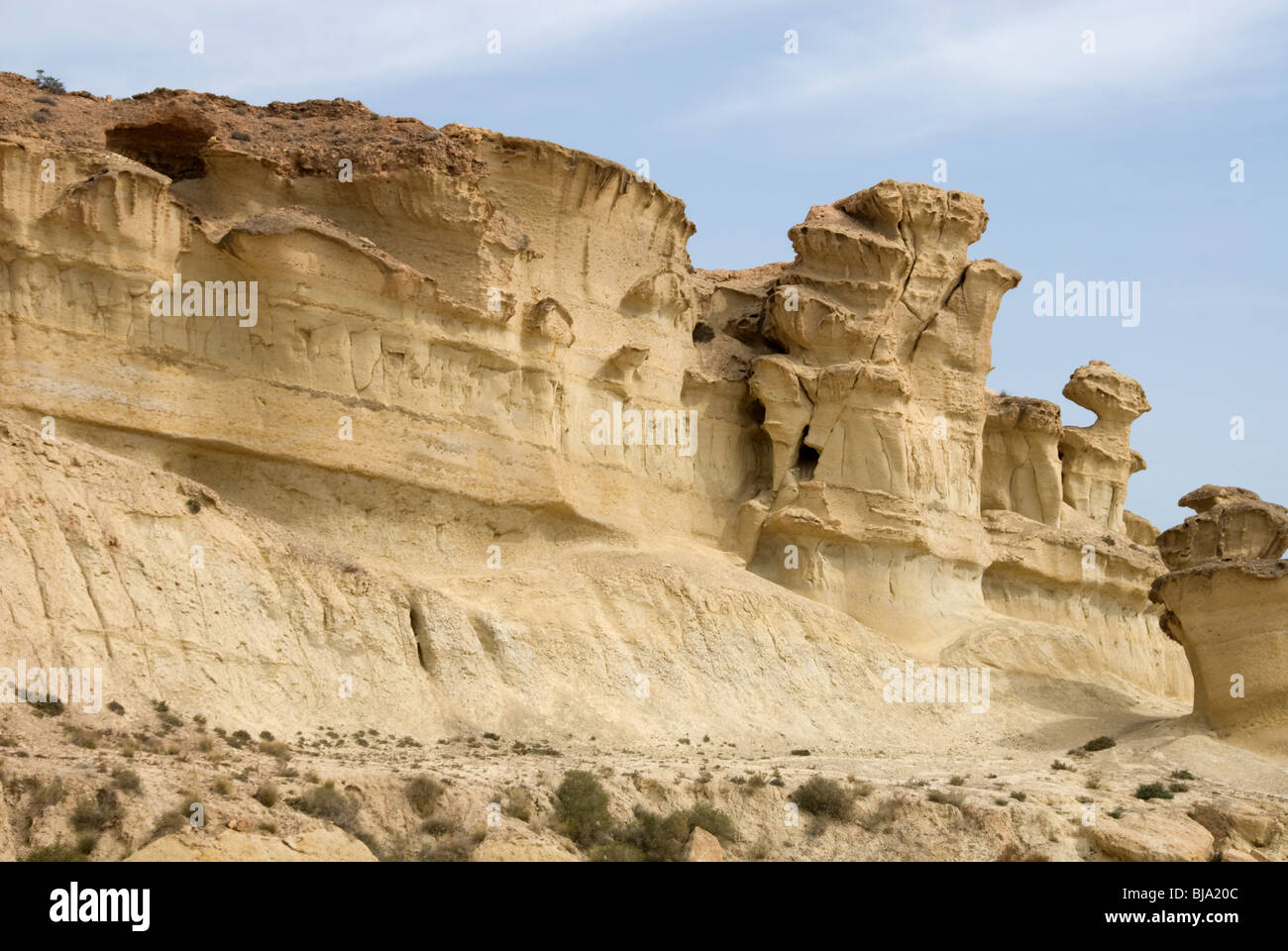 Natural Sandstone Erosions at Bolnuevo near Puerto de Mazarron Murcia Costa Calida Spain Stock Photo
