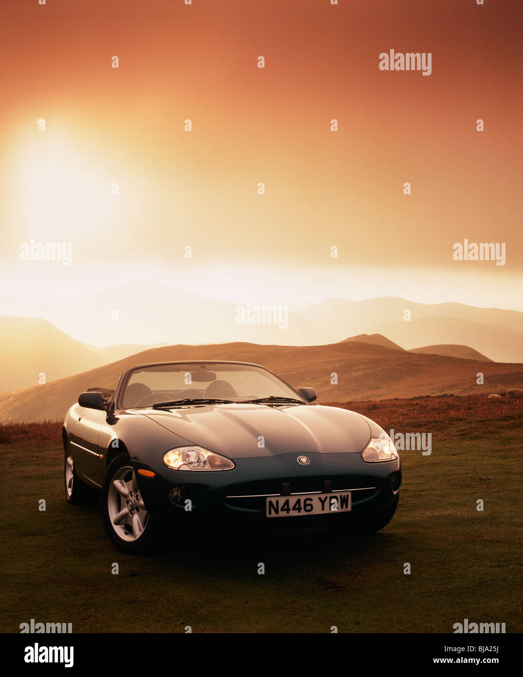 Jaguar XK8 at sunset Stock Photo