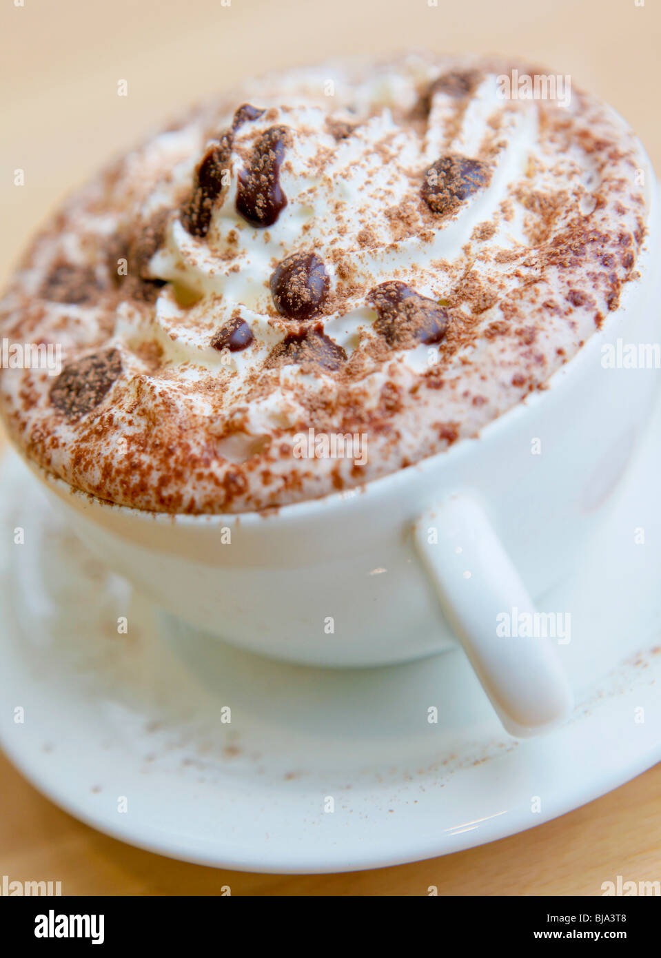 Hot chocolate with cream. Stock Photo