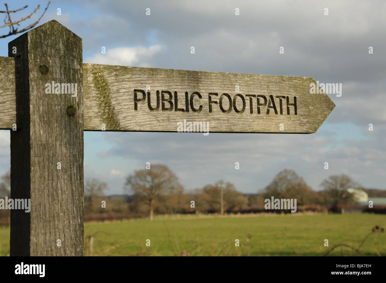 Public footpath sign Stock Photo