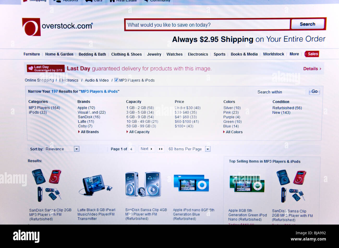 Overstock web site screen shot Stock Photo