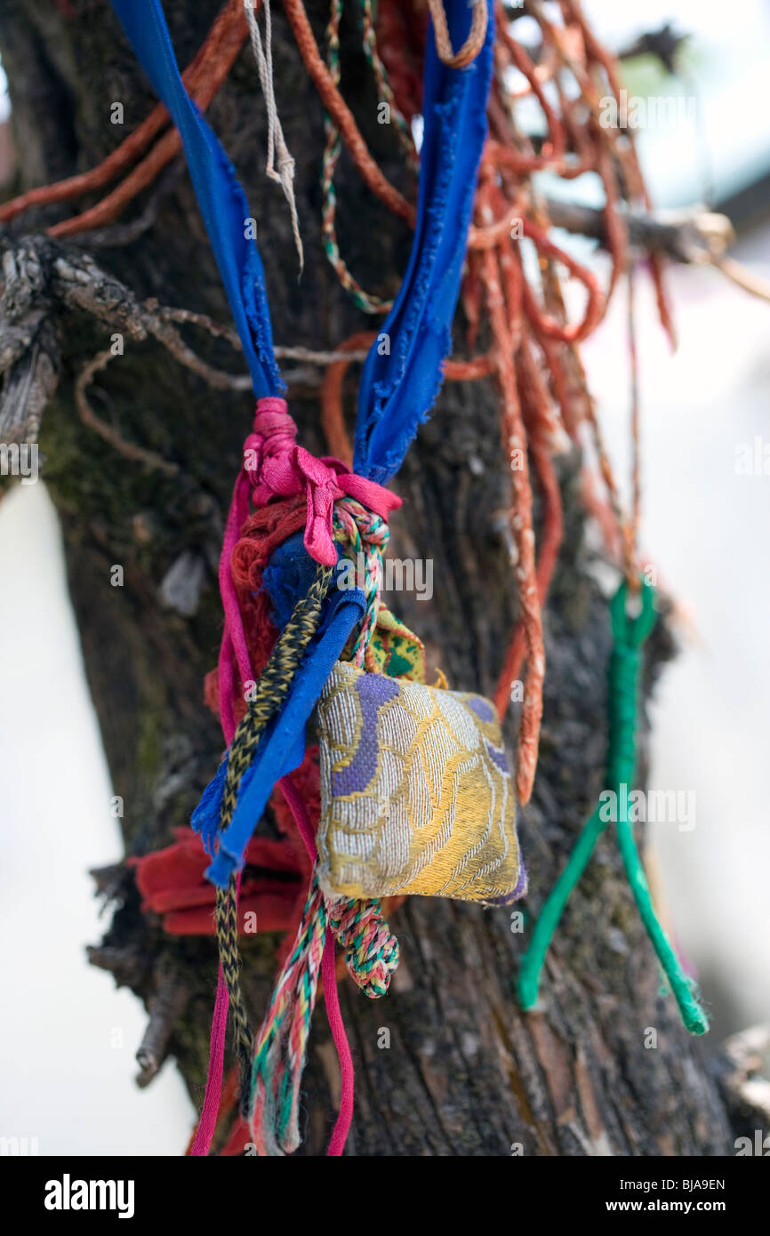 Lucky charms and talismans from students at Tibetan Children's Village, McLeod Ganj, India Stock Photo