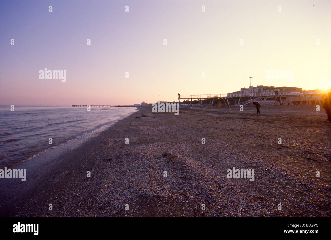 Lido beach in Venice, Italy, in March 2008 during off-season. Stock Photo