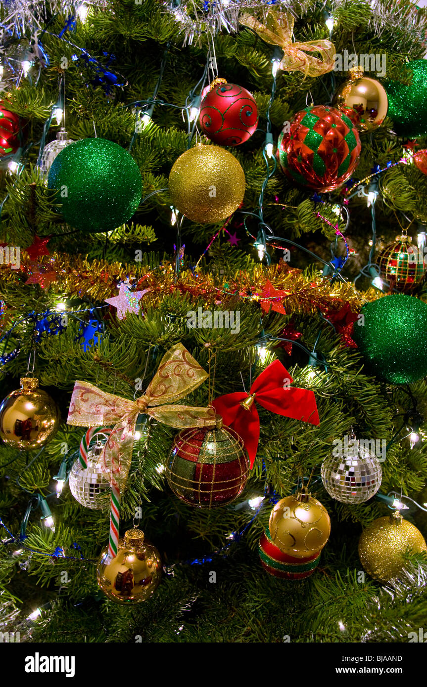 Christmas tree with lights Stock Photo - Alamy