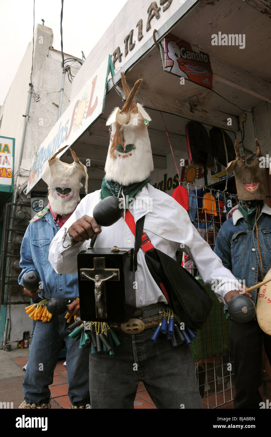 Yaqui deer dancers from Sinaloa perform on the streets in Nogales