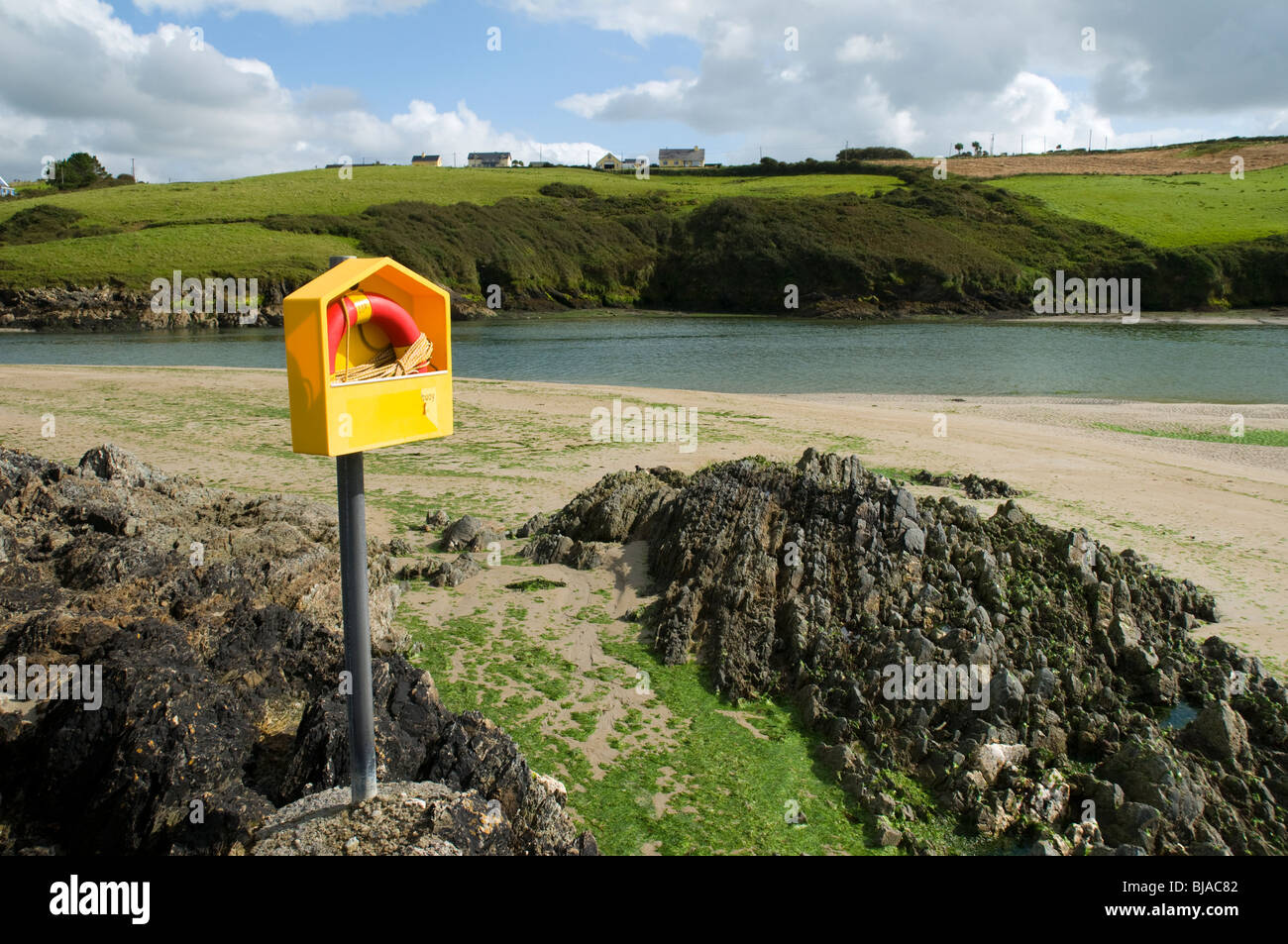 Lifebuoy at Inchydoney beach, near Clonakilty, County Cork, Ireland