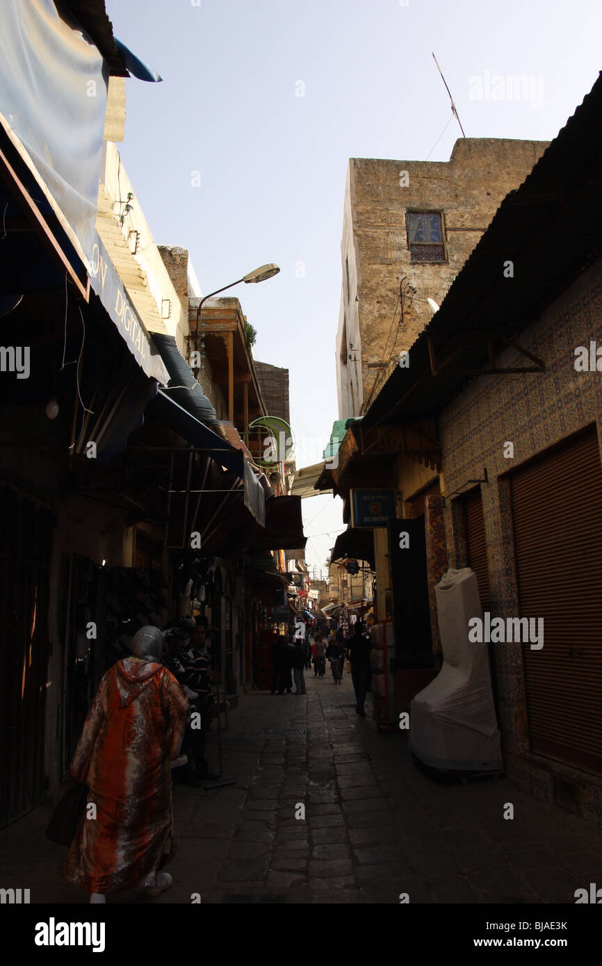 Narrow street in Fez, Morocco Stock Photo - Alamy