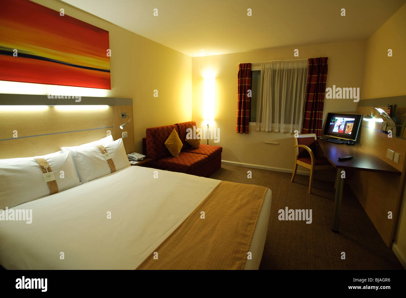 Holiday Inn express hotel bedroom, UK Stock Photo