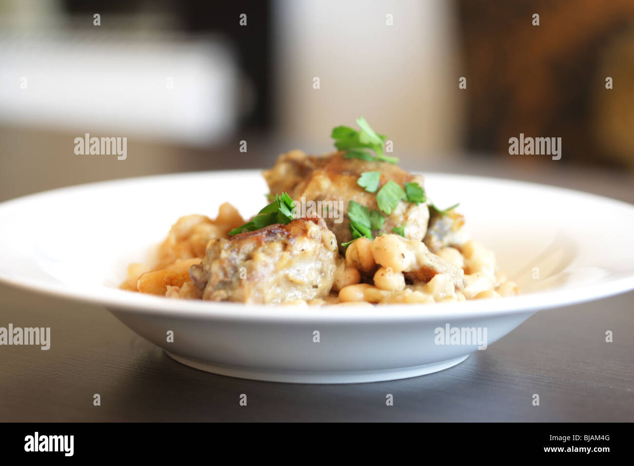 Authentic French Style Rich Slow Cooked Pork Cassoulet Casserole With