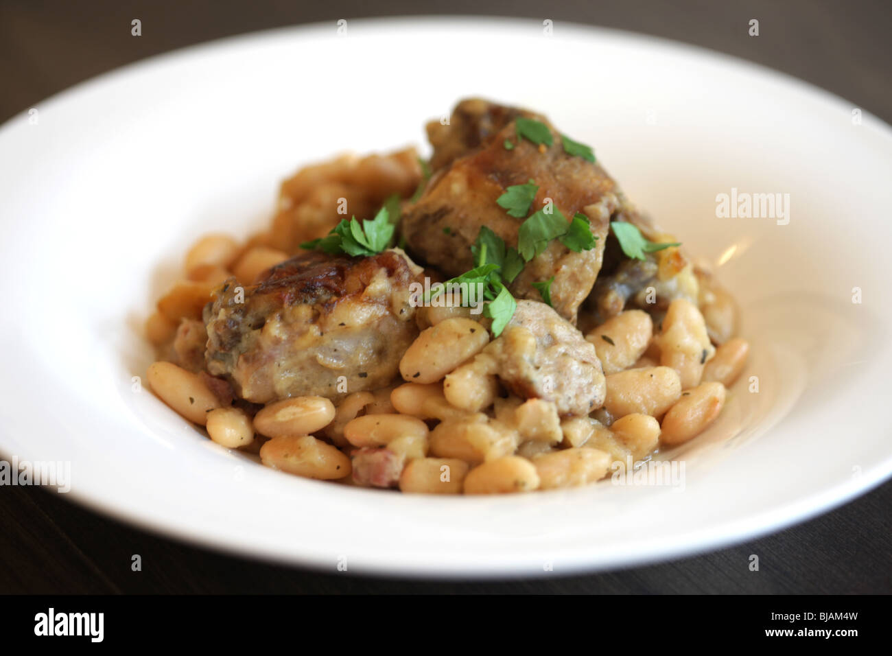 Authentic French Style Rich Slow Cooked Pork Cassoulet Casserole With
