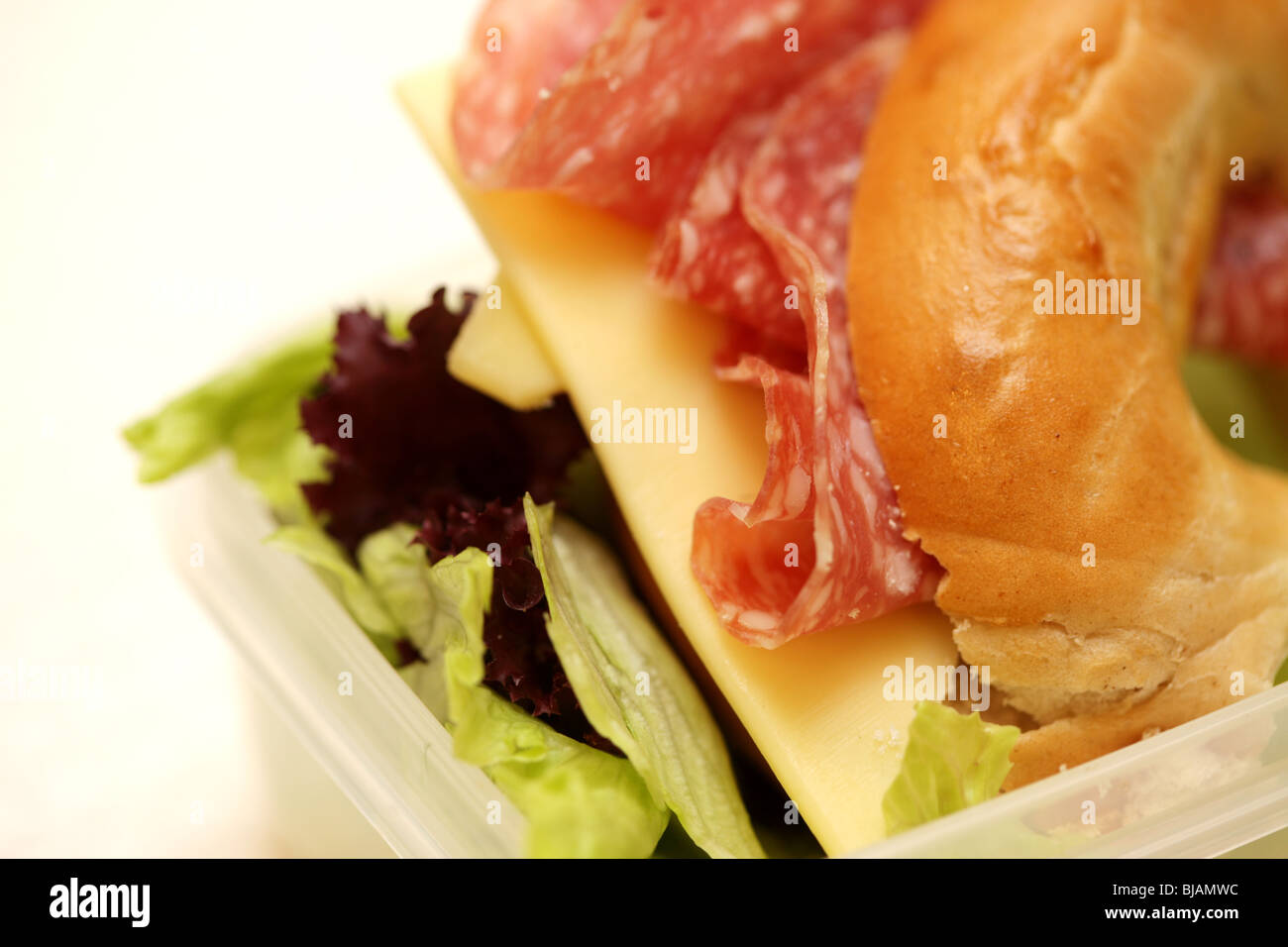 Salami and Cheese Bagel Stock Photo Alamy