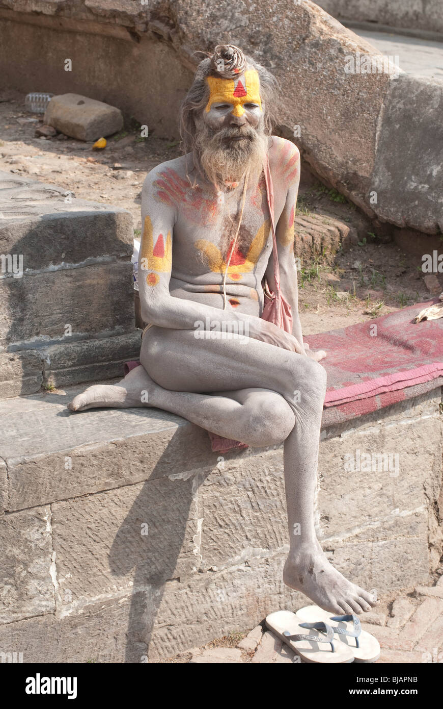 A holy man (Sadu), Kathmandu, Nepal. Stock Photo