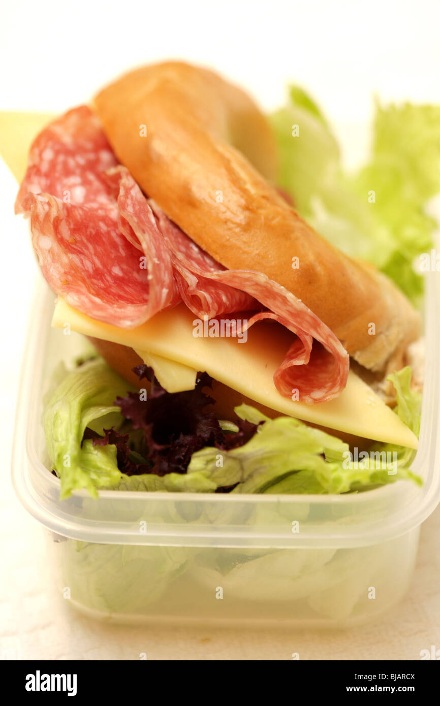 Salami and Cheese Bagel Stock Photo Alamy