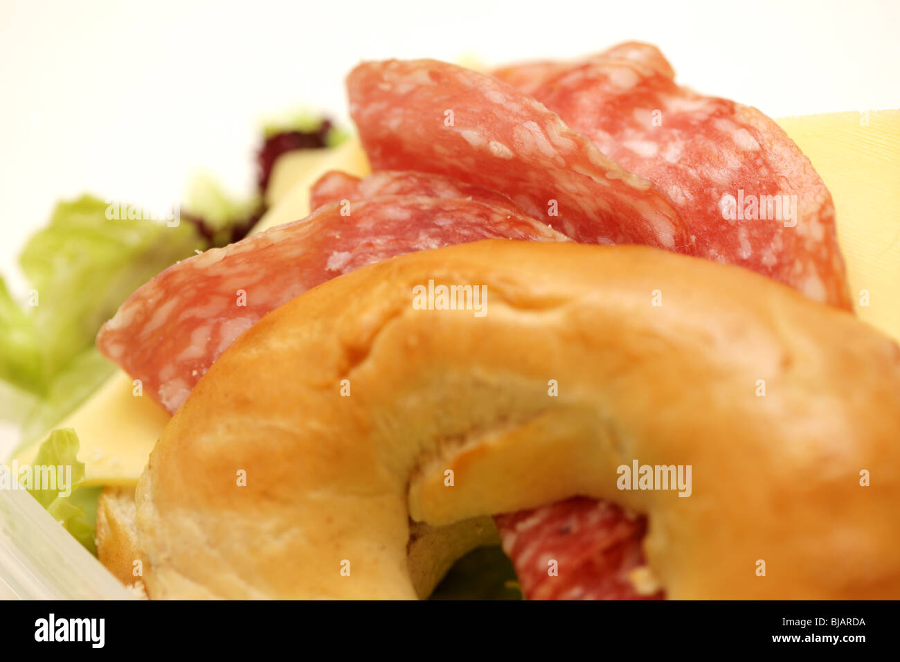 Salami and Cheese Bagel Stock Photo Alamy