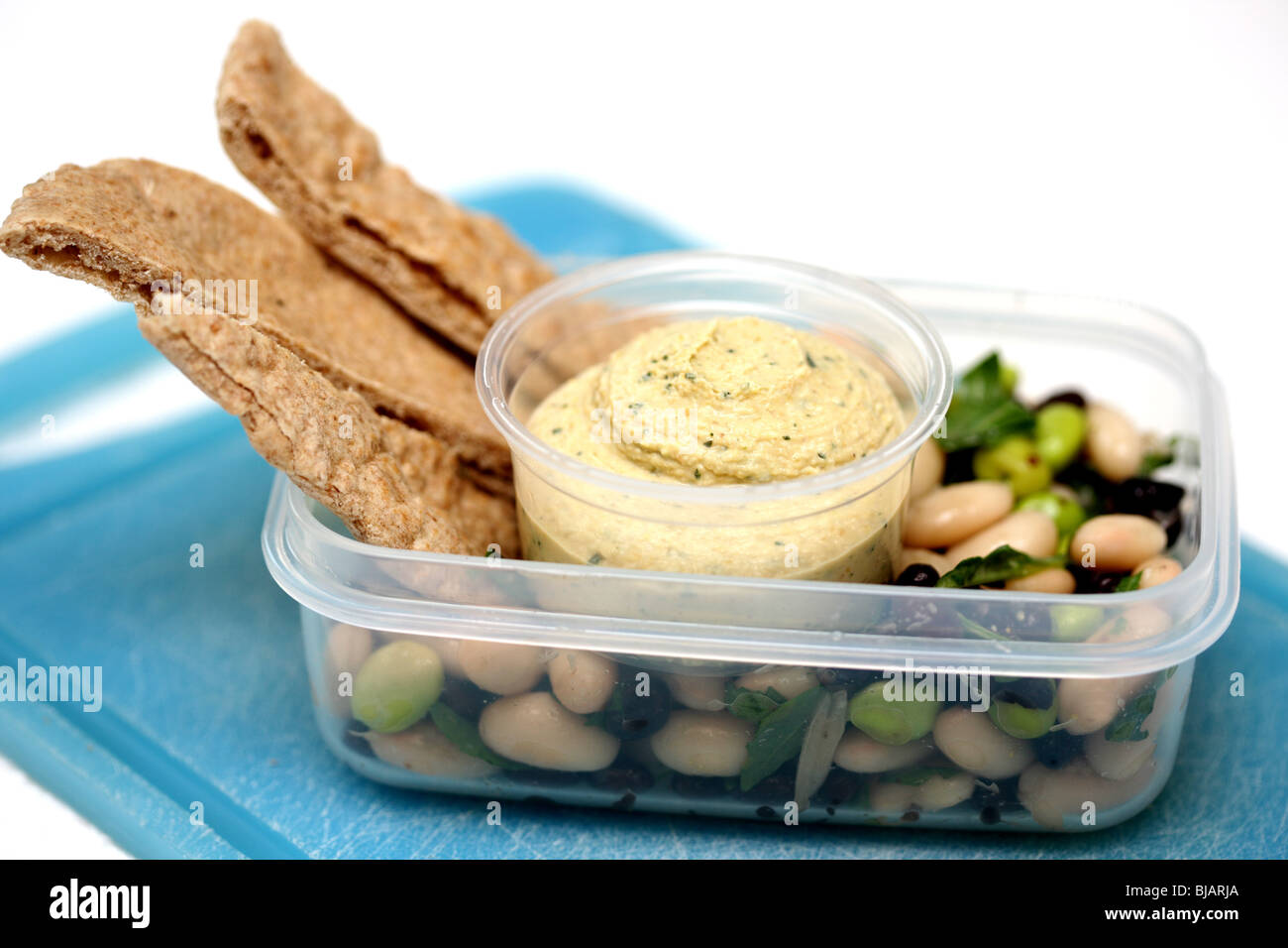 Three Bean Salad with Hummus Stock Photo Alamy