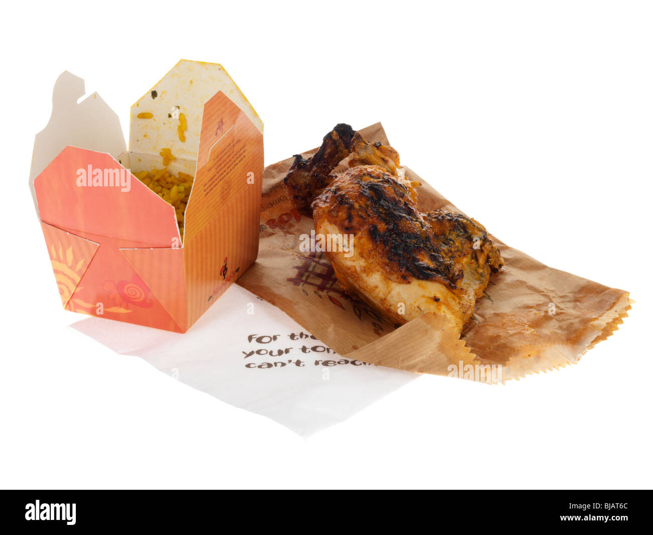 Quarter Piri Piri Chicken with Spicy Rice Stock Photo