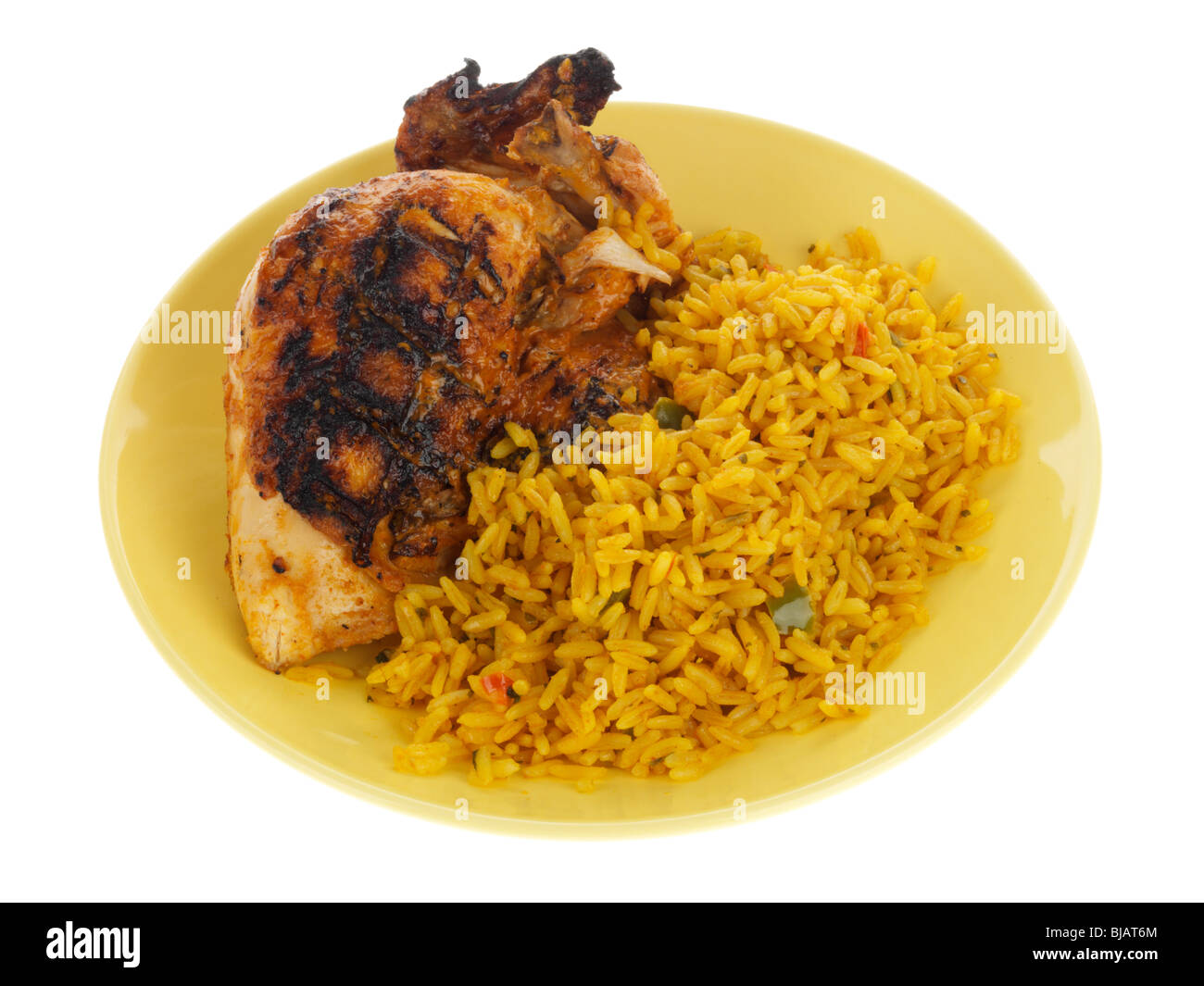 Quarter Piri Piri Chicken with Spicy Rice Stock Photo - Alamy