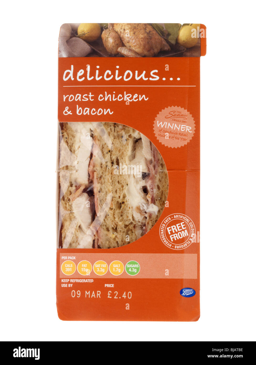 Roast Chicken & Bacon Sandwich Stock Photo