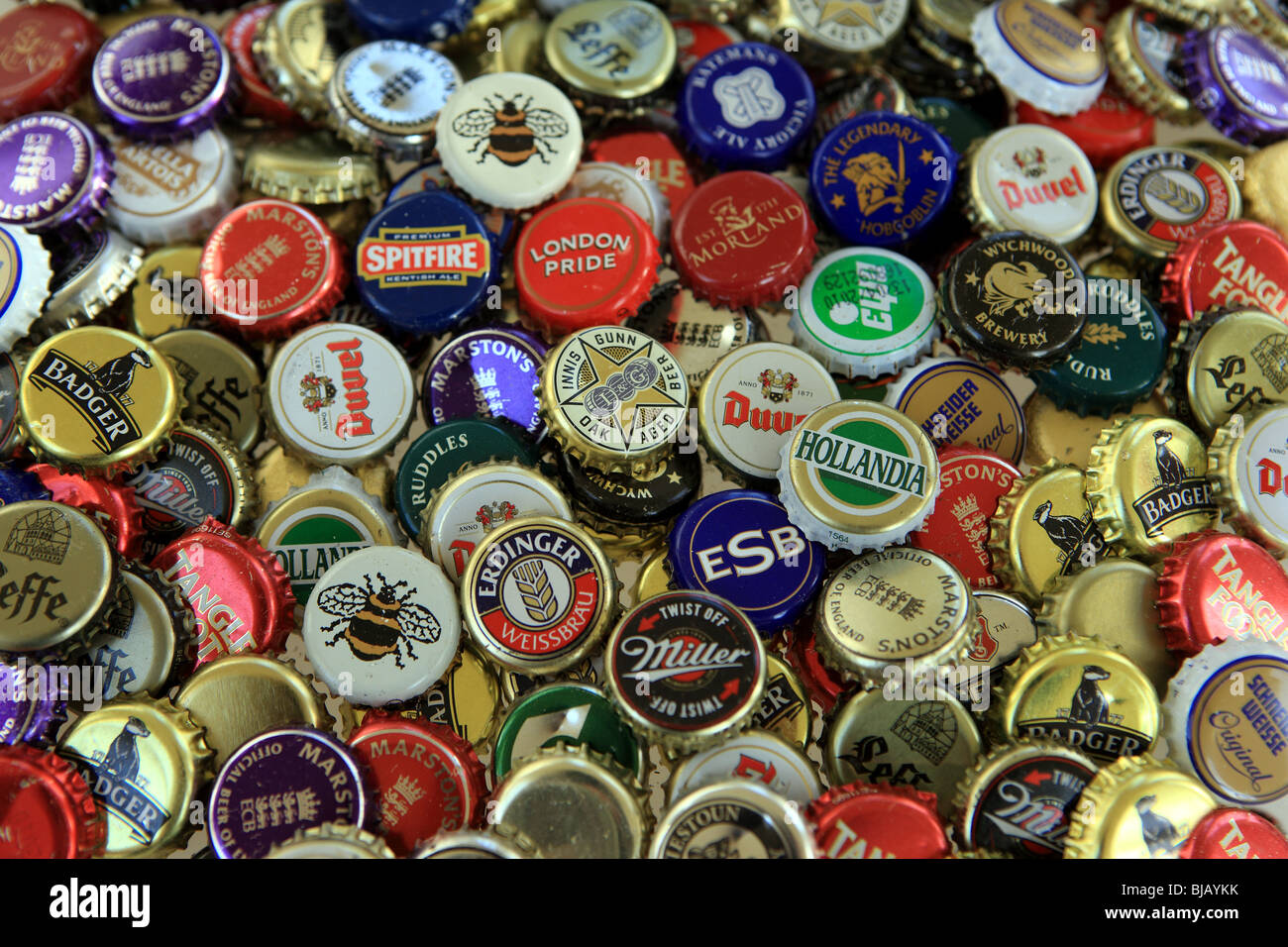 Beer bottle caps Stock Photo