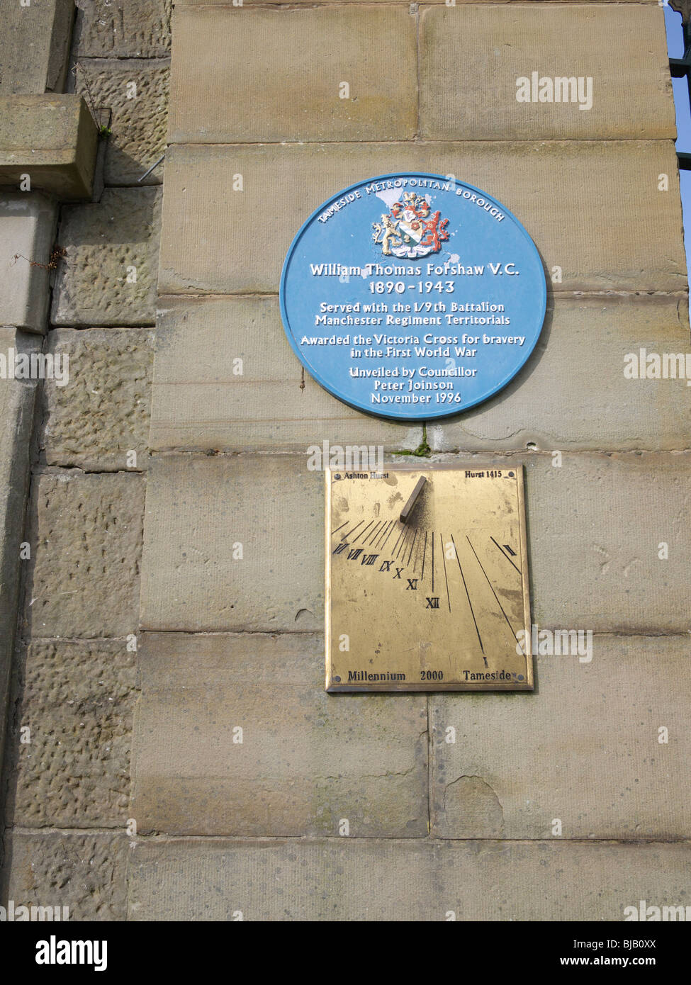 Blue plaque to William Thomas Forshaw VC 1890-1943 for bravery. Stock Photo