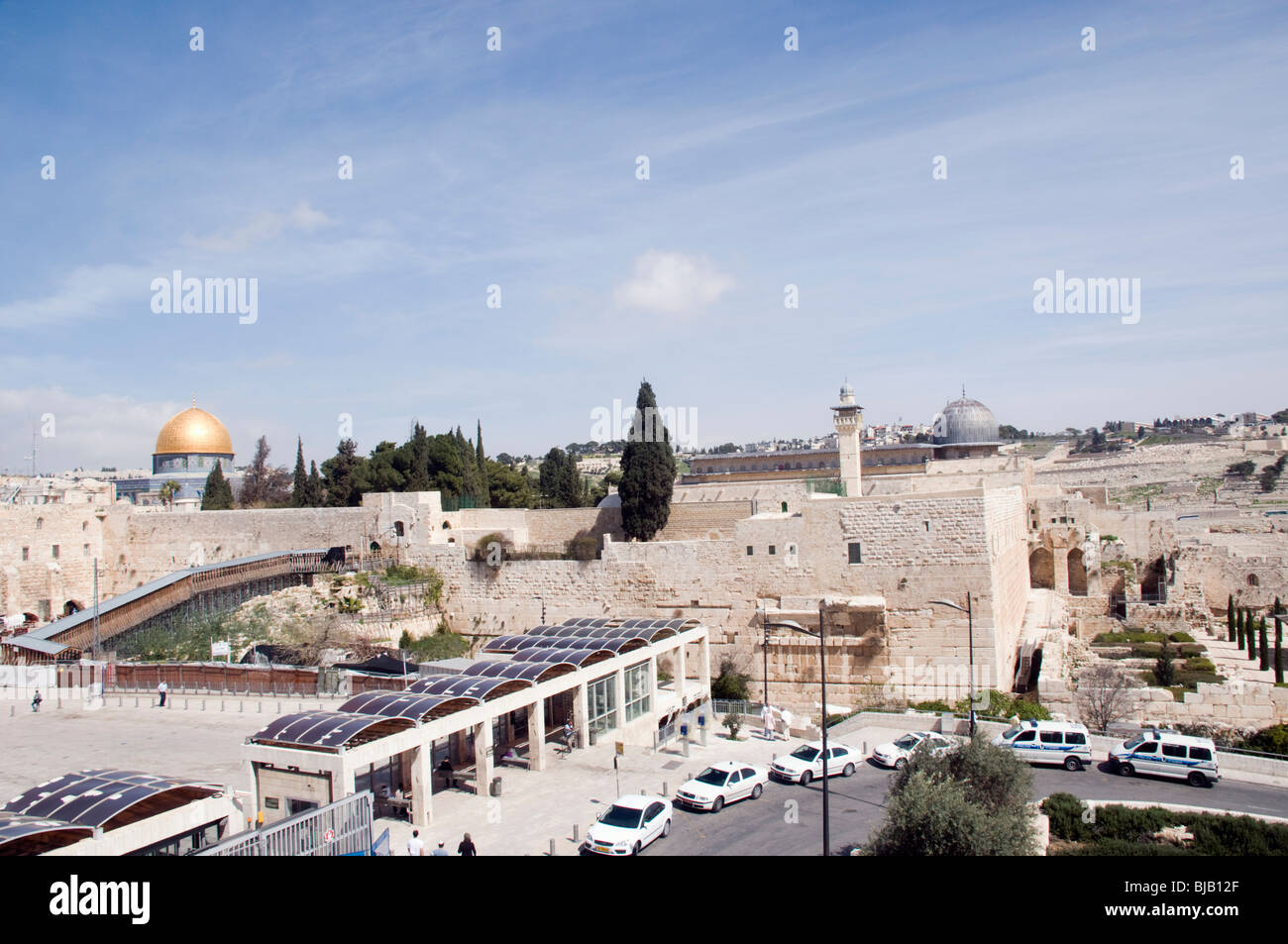 Israel, Jerusalem Old City, Temple mount Dome of the Rock (Left) and Al-Aqsa Mosque Stock Photo