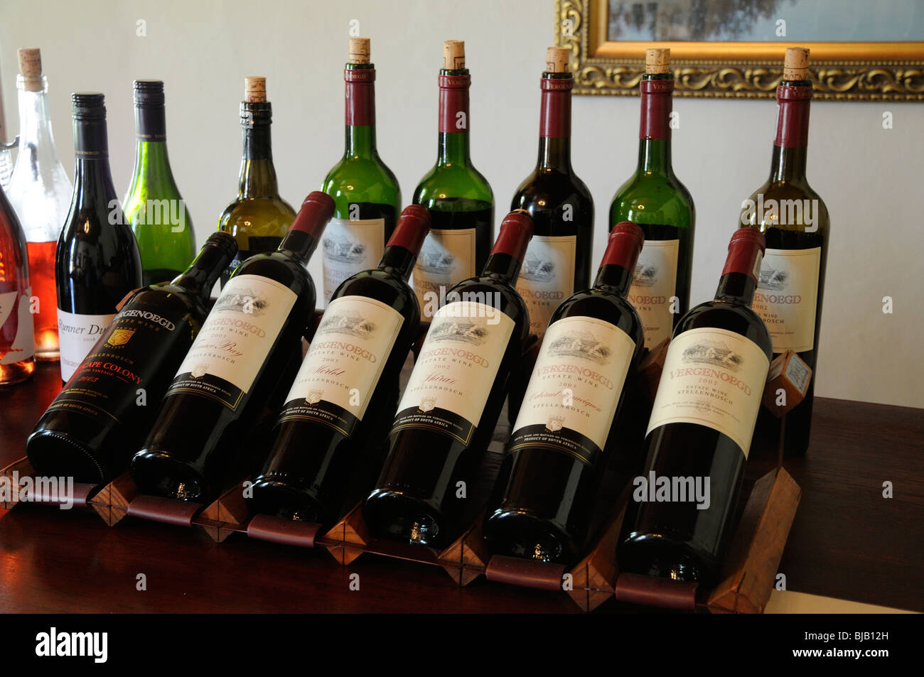 Bottle display in the wine sales and tasting room at Vergenoegd wine