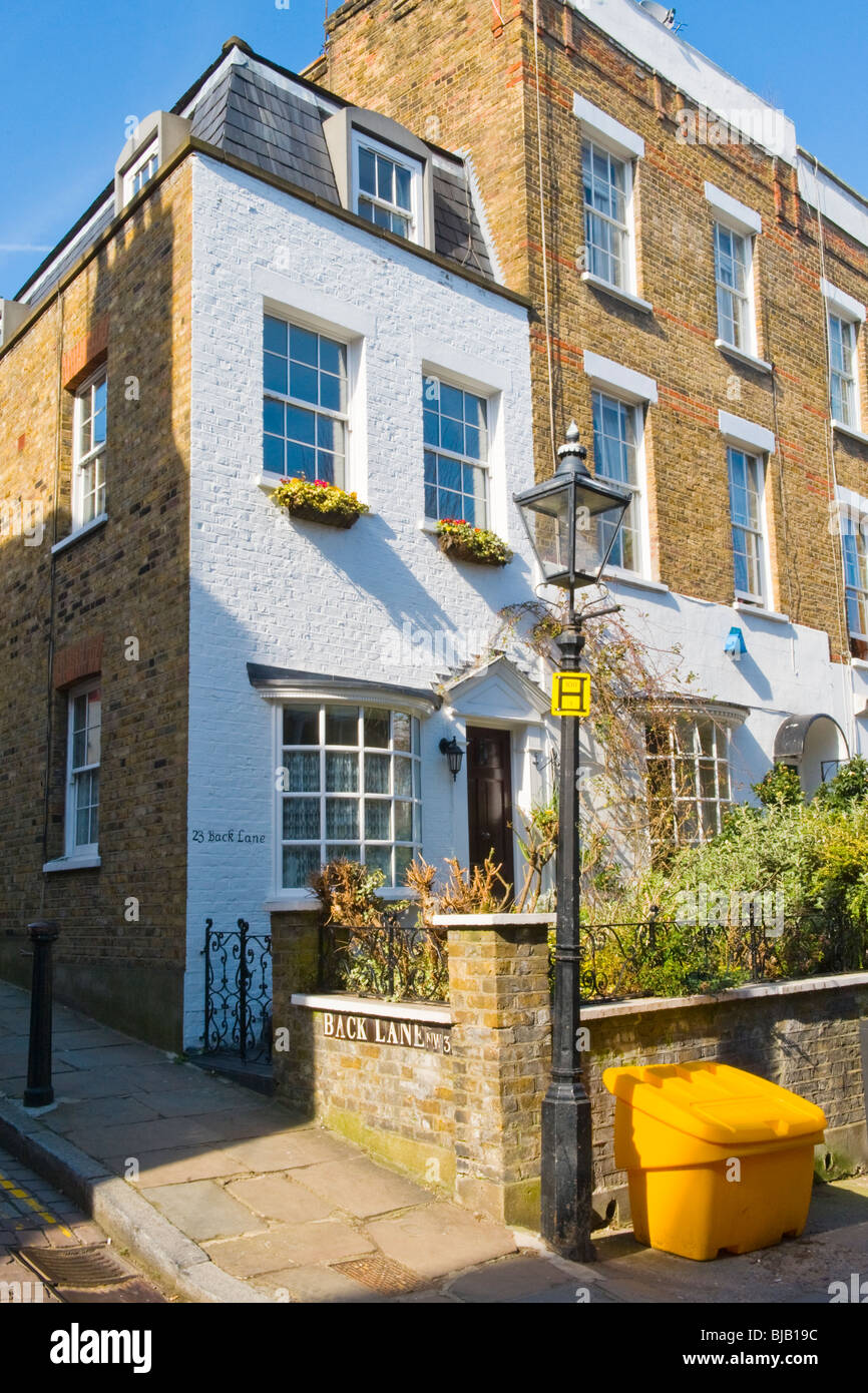 Hampstead , London , corner cottage by Flask Walk & Back Lane with gas