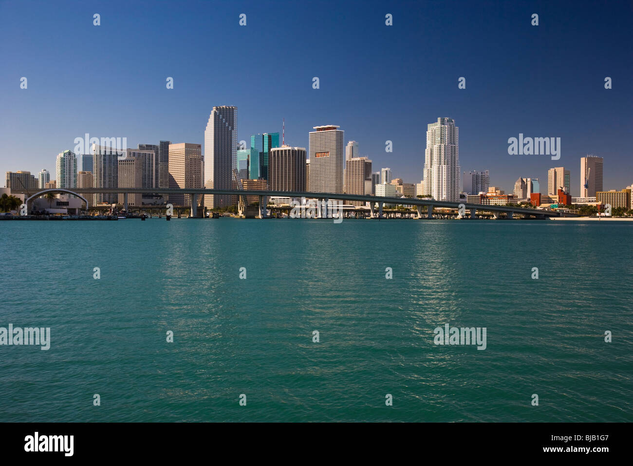Miami skyline and water. Stock Photo