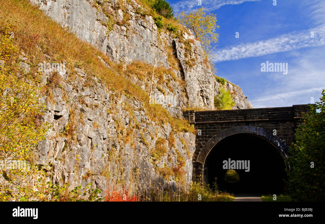 Disused railway tunnel on the Monsal Trail at Chee Dale  near Bakewell in the Peak District Derbyshire England UK Stock Photo