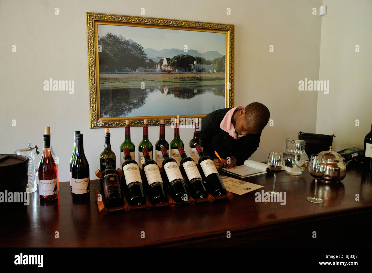 Wine sales and tasting room at Vergenoegd wine estate at Faure on the