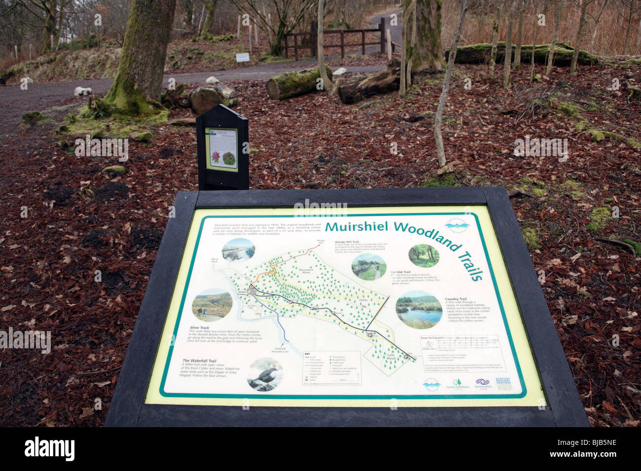 Public trail map in Clyde Muirshiel Regional Park, Lochwinnoch