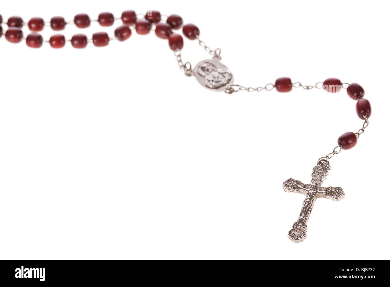 Rosary beads isolated over a white background Stock Photo Alamy