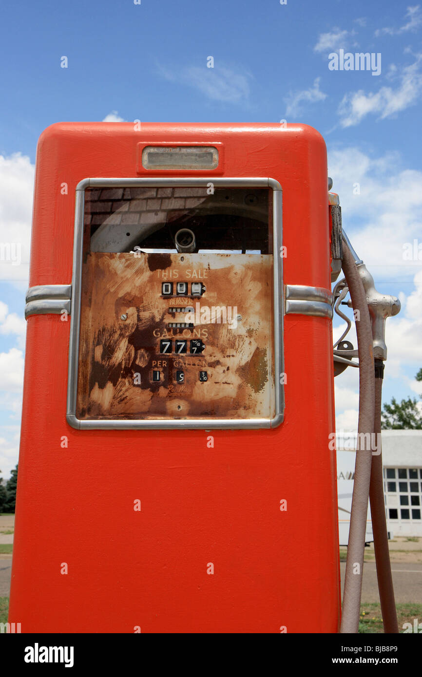 Red petrol pump, McLean, USA Stock Photo