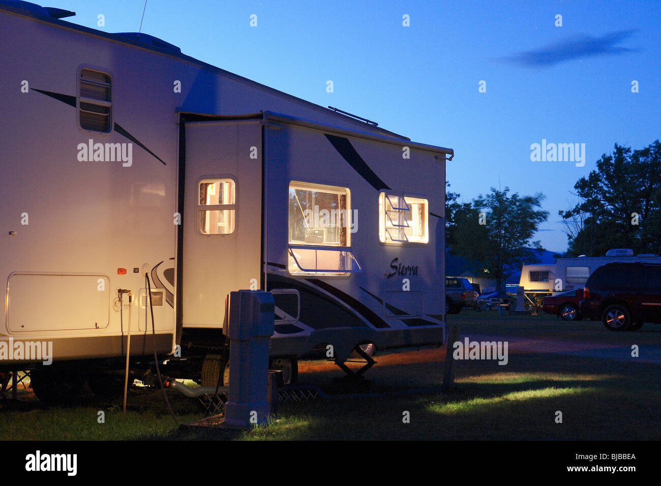 A Caravan On The Campsite By The Lake Winnipesaukee Gilford