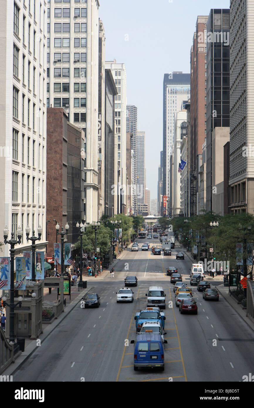 An urban canyon in Chicago, United States of America Stock Photo