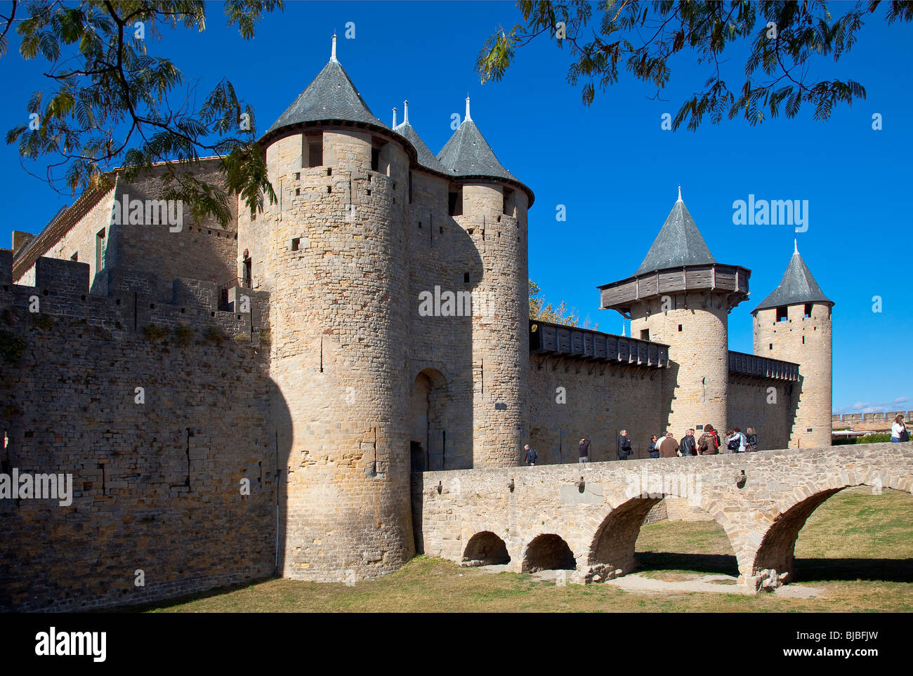 COMTAL CASTLE, MEDIEVAL TOWN OF CARCASSONNE, FRANCE Stock Photo