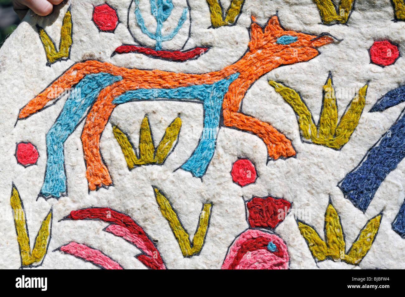 Hand made embroidery on wool material (early 20th century), Punjab