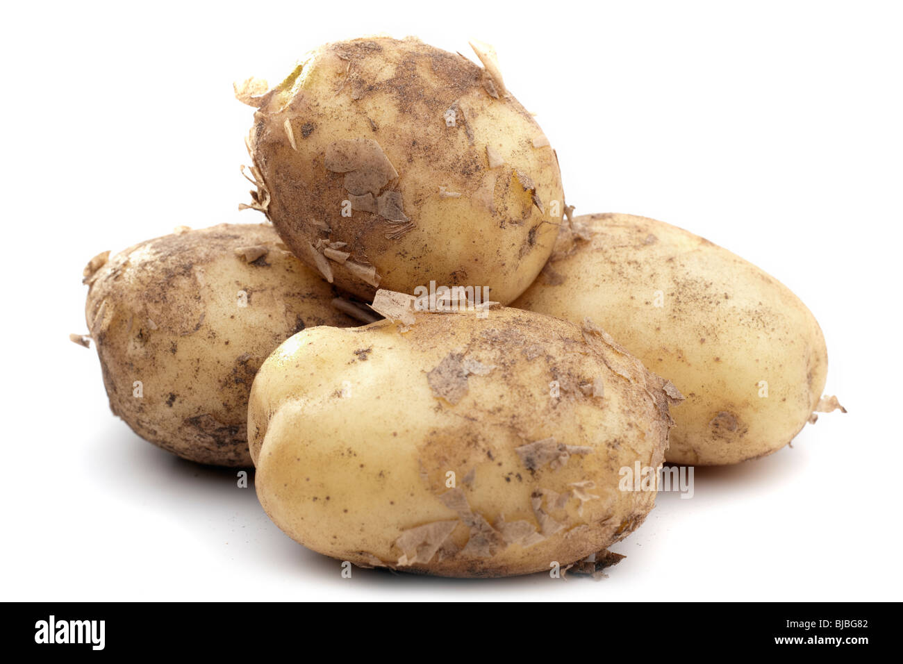 New unpeeled potatoes Stock Photo
